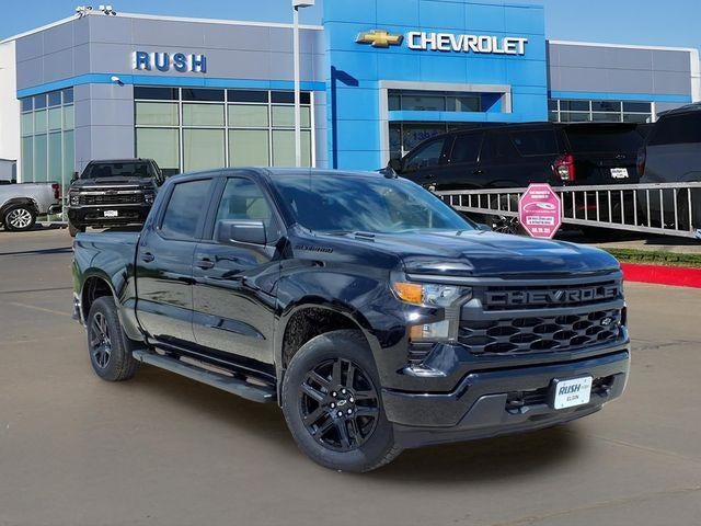 2026 Chevrolet Silverado 1500 Custom in Black — front three-quarter view
