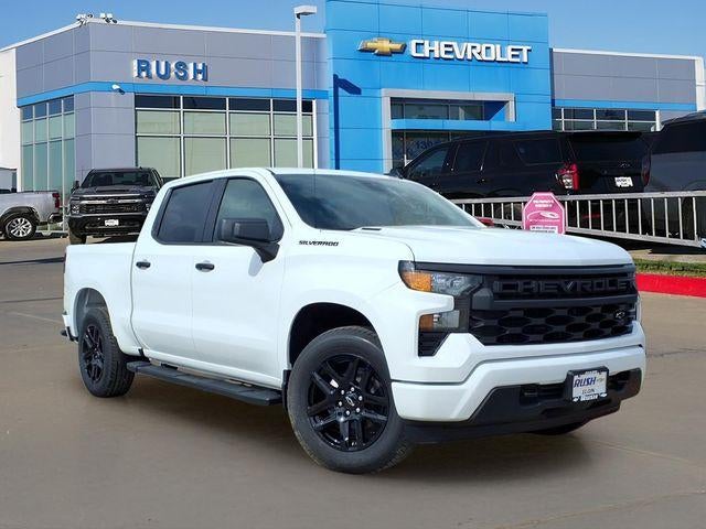 2026 Chevrolet Silverado 1500 Custom in Summit White — front three-quarter view