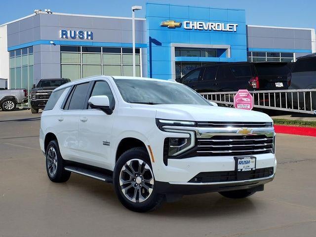 2025 Chevrolet Tahoe LT in Summit White — front three-quarter view