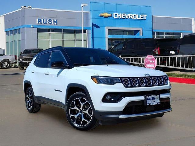 2025 Jeep Compass Limited in White — front three-quarter view