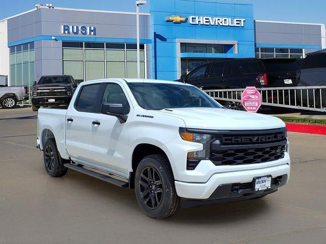 2026 Chevrolet Silverado 1500 Custom in Summit White — front three-quarter view