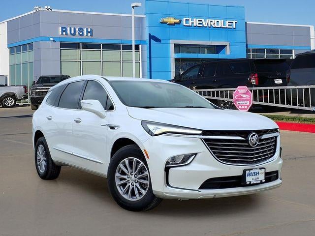 2023 Buick Enclave Essence in White Frost Tricoat — front three-quarter view